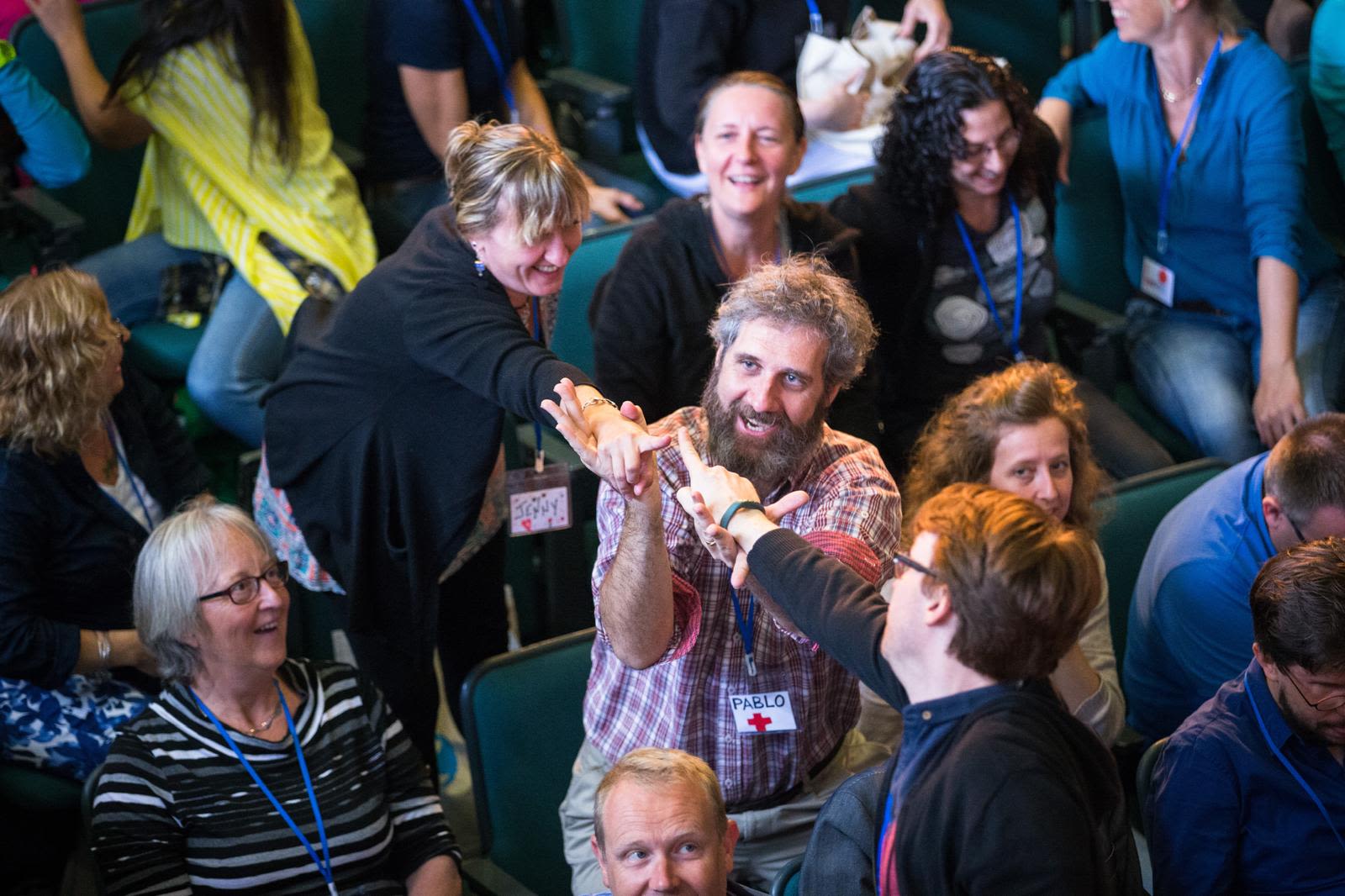 Pablo Suarez wows the audience at an Applied Improvisation session in Oxford in 2016. (Barbara Tint)